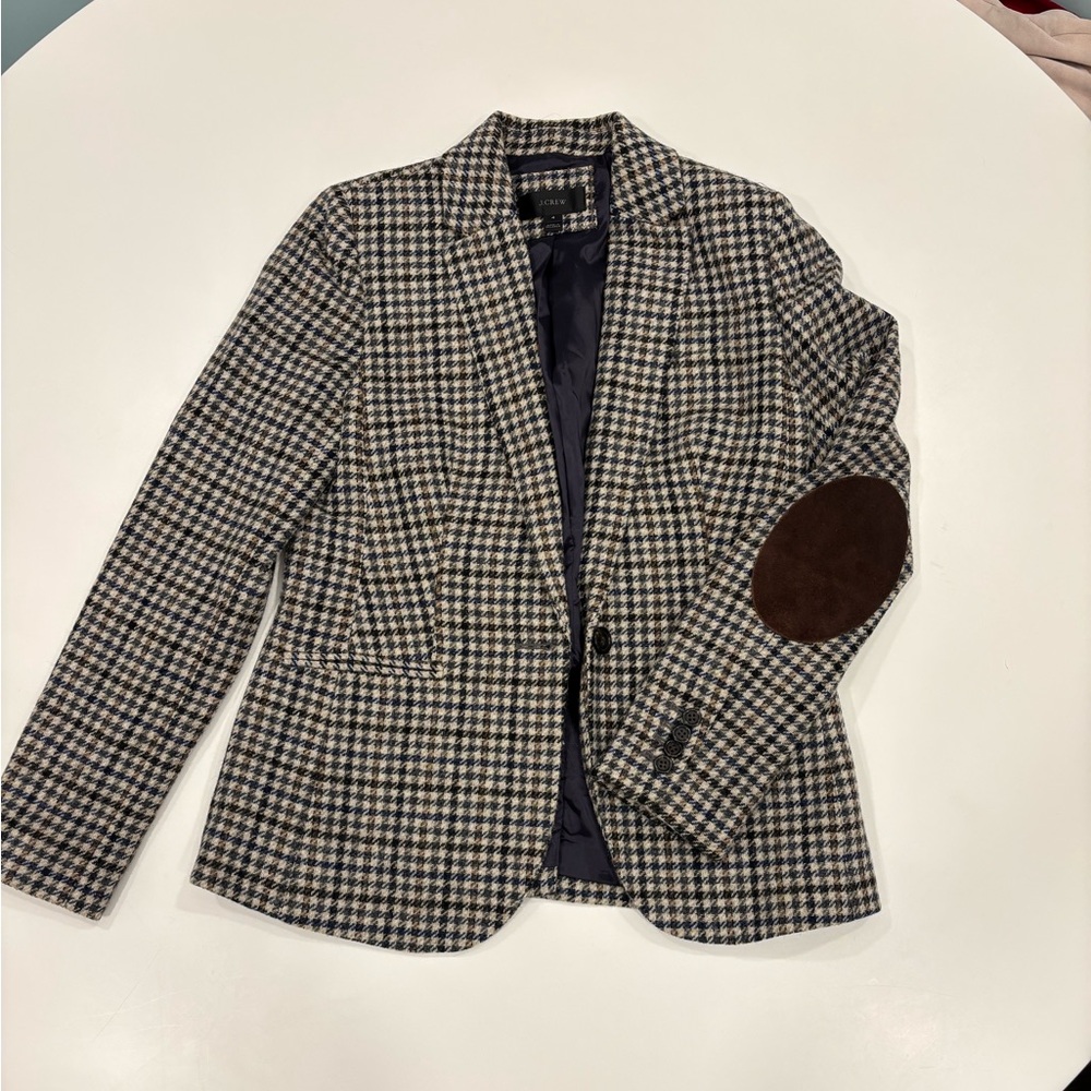 J. Crew Houndstooth Blazer with Blue Accents